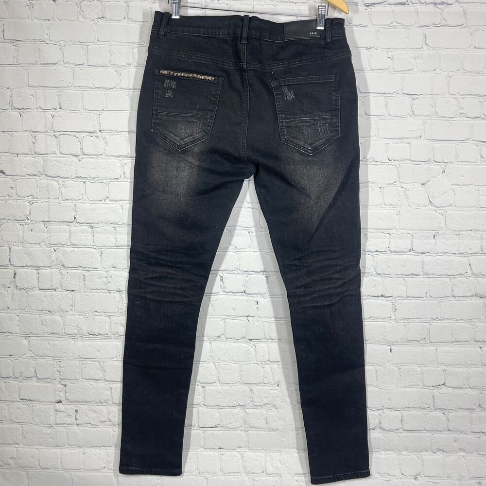 Amiri *Pristine* Patchwork Goth Rock Slim Jeans - image 2
